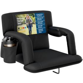 Alpcour Reclining Stadium Seat - Waterproof Foldable Camping Chair with Extra Thick Padding and Wide Back Support (Color: Black, size: Wide)
