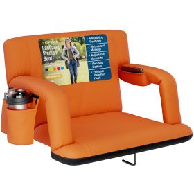 Alpcour Reclining Stadium Seat - Waterproof Foldable Camping Chair with Extra Thick Padding and Wide Back Support (Color: Orange, size: Extra-Wide)