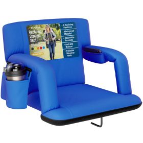 Alpcour Reclining Stadium Seat - Waterproof Foldable Camping Chair with Extra Thick Padding and Wide Back Support (Color: Royal Blue, size: Wide)