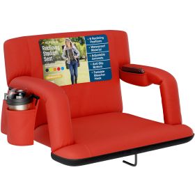 Alpcour Reclining Stadium Seat - Waterproof Foldable Camping Chair with Extra Thick Padding and Wide Back Support (Color: Red, size: Extra-Wide)