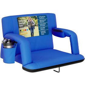 Alpcour Reclining Stadium Seat - Waterproof Foldable Camping Chair with Extra Thick Padding and Wide Back Support (Color: Royal Blue, size: Extra-Wide)