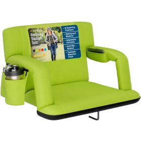 Alpcour Reclining Stadium Seat - Waterproof Foldable Camping Chair with Extra Thick Padding and Wide Back Support (Color: Lime, size: Extra-Wide)