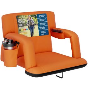 Alpcour Reclining Stadium Seat - Waterproof Foldable Camping Chair with Extra Thick Padding and Wide Back Support (Color: Orange, size: Wide)