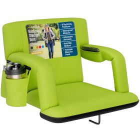 Alpcour Reclining Stadium Seat - Waterproof Foldable Camping Chair with Extra Thick Padding and Wide Back Support (Color: Lime, size: Wide)