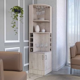 Bar Cabinet Papprika, 8 Wine Cubbies, Double Door, Light Gray Finish (Color: as Pic)