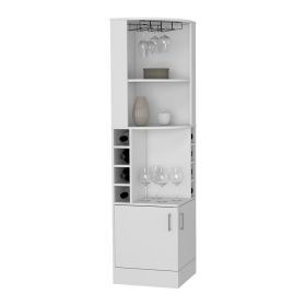 Bar Cabinet Papprika, 8 Wine Cubbies, Double Door, White Finish (Color: as Pic)