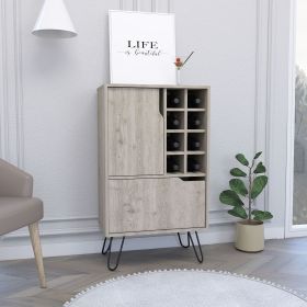 L Bar Cabinet Silhill, Eight Wine Cubbies, Two Cabinets With Single Door, Light Gray Finish (Color: as Pic)