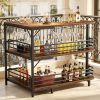 3 Tier L-Shaped Bar Unit Liquor Bar Table with Wine Glasses Holder Home Pub Counter Corner Bar Shelf Storage Rack for Kitchen