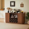 58" Modern Wavy Curve Sideboard-Multifunctional storage cabinet with wine rack and glassware holder